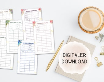 Descarga digital Sinking Fund Tracker - Alemán - para A6 y A5 - Plantilla financiera - Plantilla de presupuesto - Planificador de presupuesto - PDF