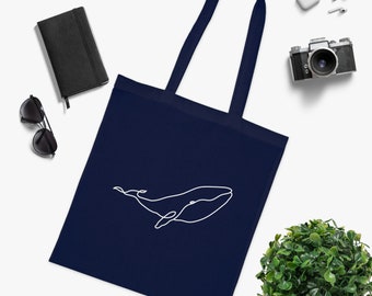 Cotton Bag - Jute Bag - Carrying Bag - Shopping Bag - Bag - Bag - 8 Colors - Lineart - Whale - Humpback Whale - Blue Whale - Sea