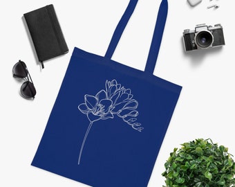 Baumwolltasche - Jutebeutel - Tragetasche - Einkaufsbeutel - Beutel - Tasche - 8 Farben - Lineart - Orchidee - Lilie - Blume - Pflanze