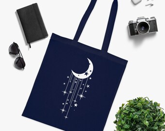 Cotton Bag - Jute Bag - Carrying Bag - Shopping Bag - Bag - Bag - 8 Colors - Lineart - Moon - Stars - Magic - Magic - Magic