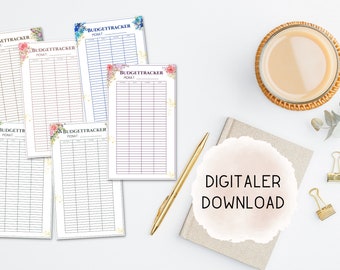 Digital Download Budget Tracker monatlich - deutsch - für A6 und A5 - Finanzvorlage - Budgetvorlage - Budgetplaner - PDF