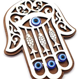 Hamsa, Hand of Fatima Wall Hanging Ornament for blessing home. Nazar boncuk, greek eye, turkish eye, for good luck