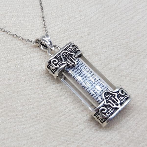 Sterling Silver Mezuzah Pendant Necklace, Bat Mitzvah Gift, Bar Mitzvah Gift