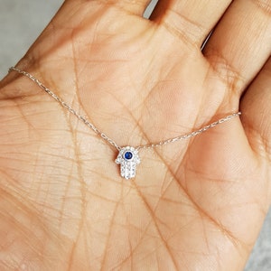 Hand of Fatima Good Luck Pendant - Minimalist- 925 Sterling Silver Necklace to process you - Greek - Turkish Evil Eye - Jewish Hamsa