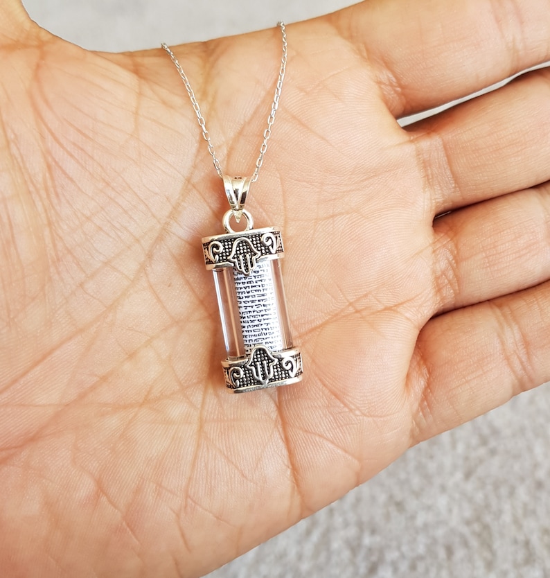 Sterling Silver Mezuzah Pendant Necklace Bat Mitzvah Gift Etsy
