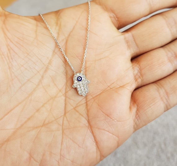 MYSTIC JEWELS di Dalia - Collana portafortuna con occhio maligno in cristallo blu - Argento Sterling 925 - Catena da 40 a 45 cm di lunghezza - Italia