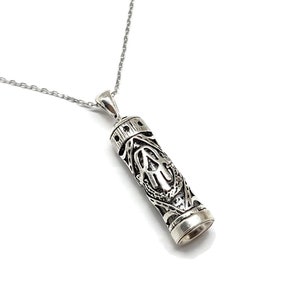 Sterling Silver Mezuzah Pendant Hamsa (Hand of Fatima) Necklace, Bat Mitzvah Gift, Bar Mitzvah Gift