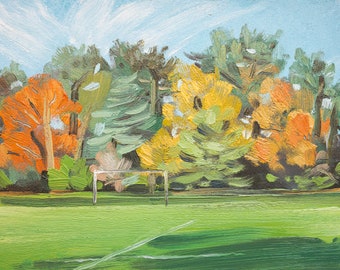 Small Original Landscape Oil Painting of Bedford Park, Bedford, UK
