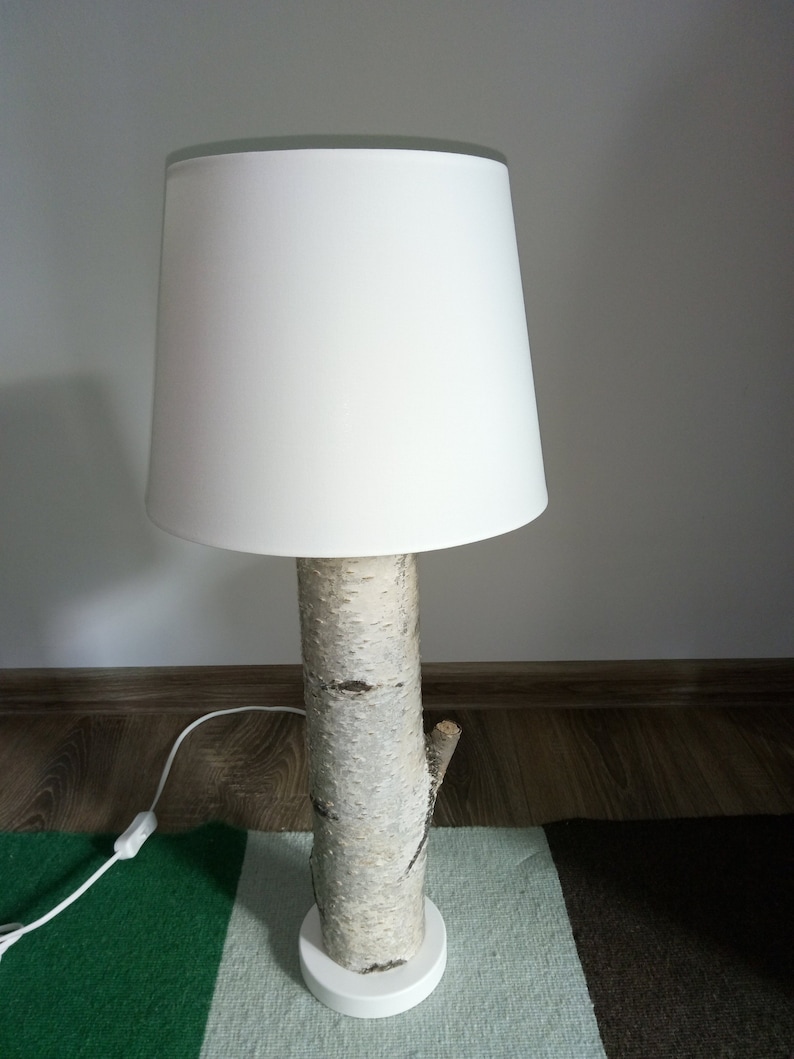 Handmade Table Lamp From Birch Wood Etsy