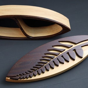 Tree-Fern Design Keepsake Box with two compartments for jewelry & small items. A unique handmade wooden box. Perfect for gift-giving