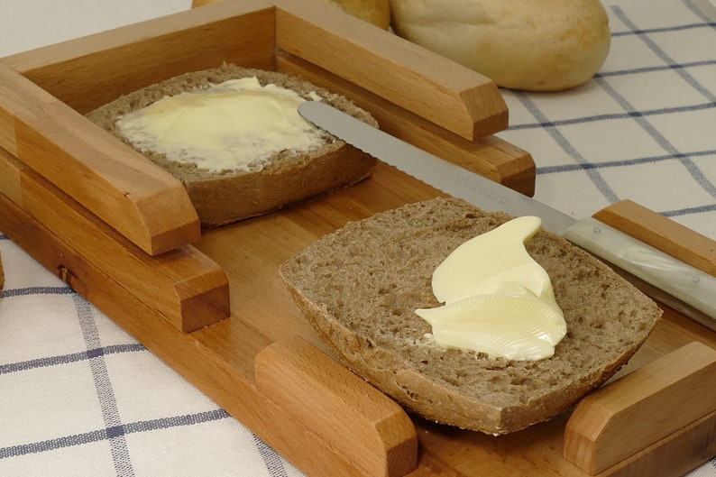 One-handed Bread Slicer for buns, rolls, bagels, pastry. Assistive Cutting aid for people with limited hand function. Slice safely & evenly image 4