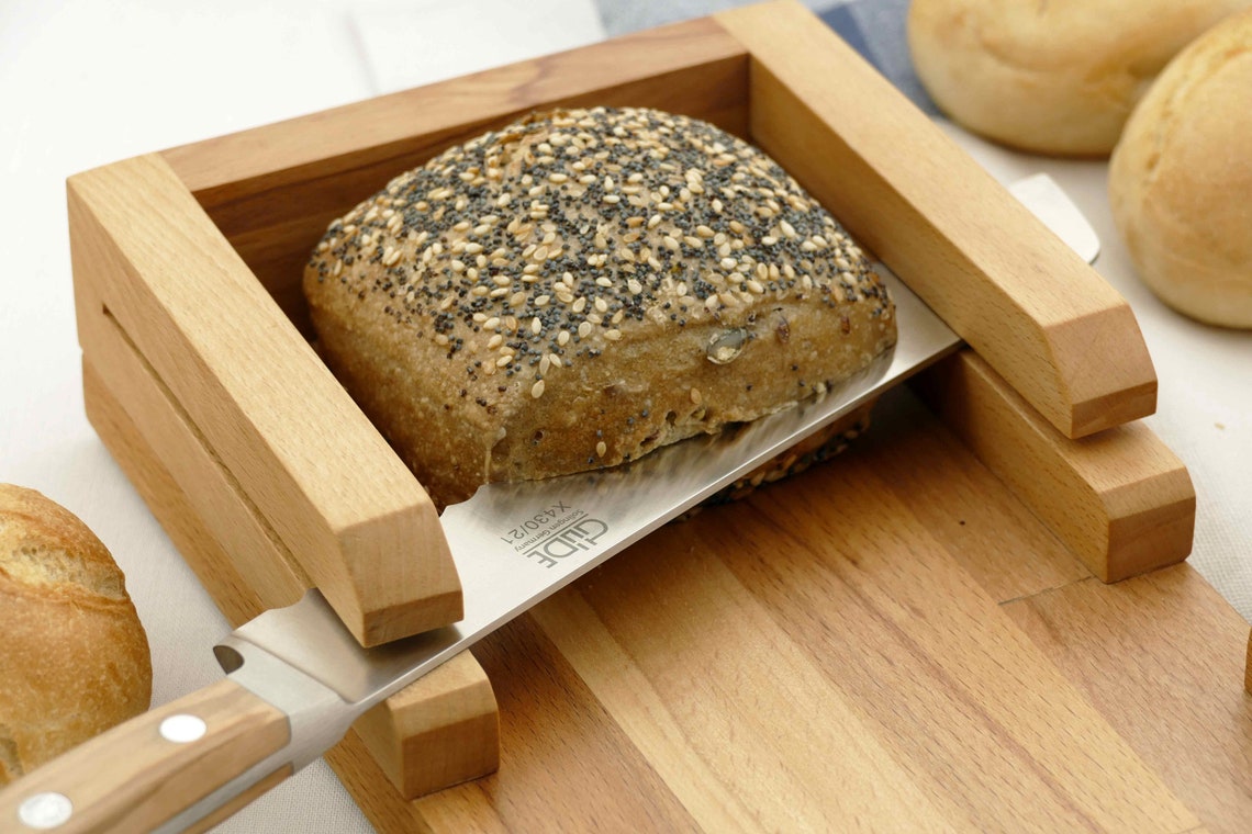 Onehanded Bread Slicer for Buns, Rolls, Bagels, Pastry. Assistive