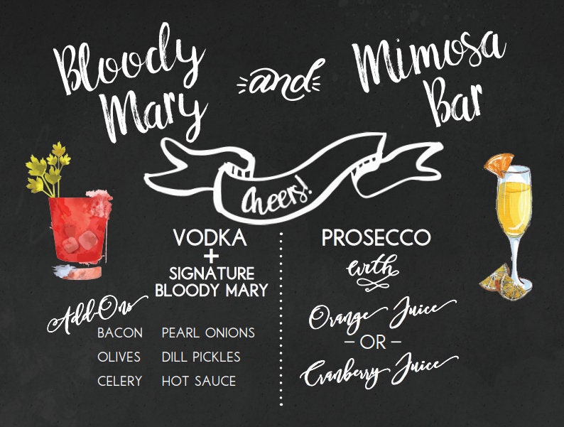 Bloody Mary and Mimosa Bar Poster Bridal Shower Couples Etsy