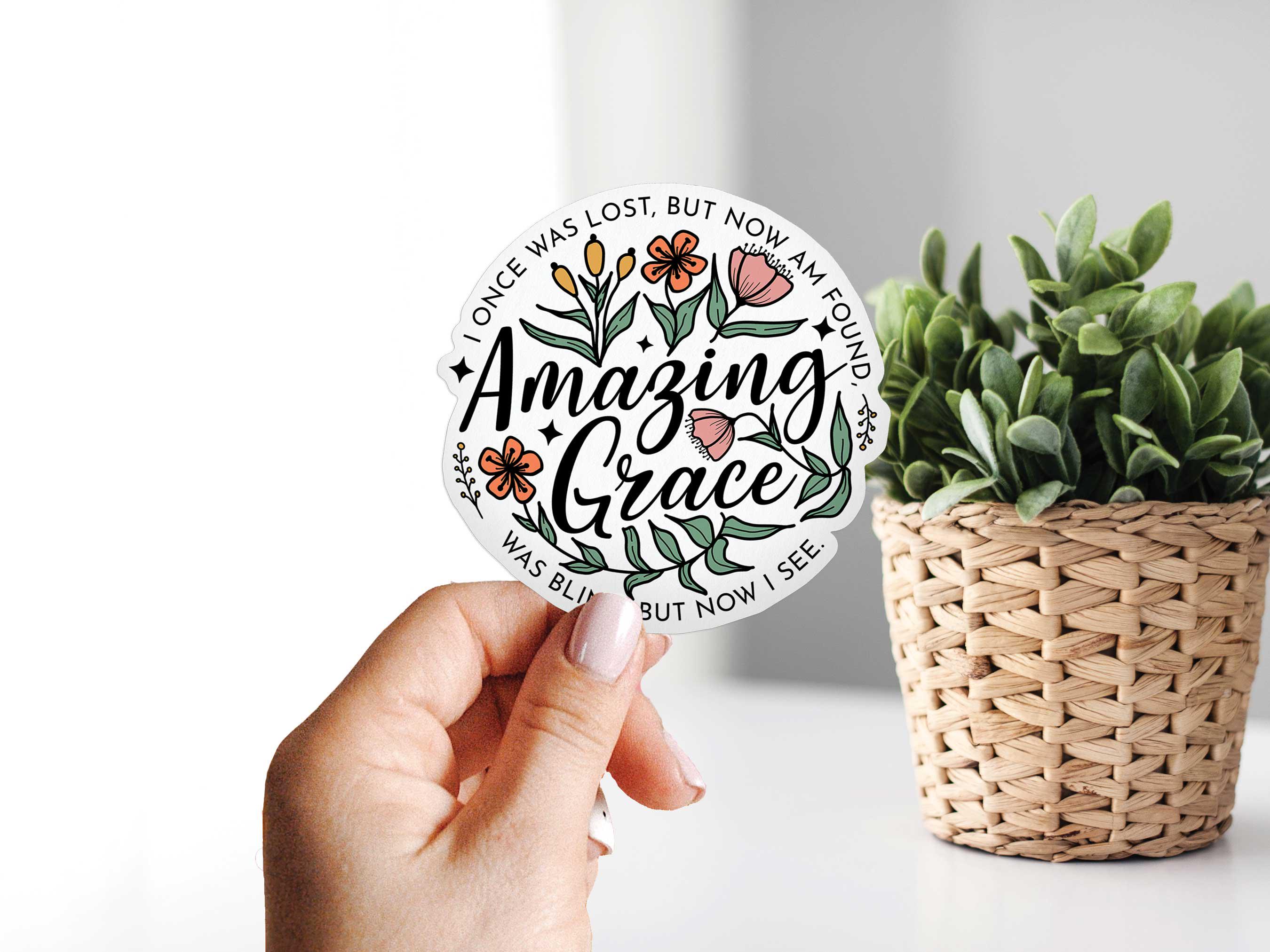 Amazing Grace Sticker, Christian Sticker, Faith Sticker, Bible Verse ...