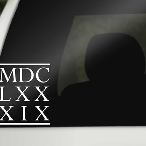 1689 BCF Roman Numerals Car Decal, Reformed Theology