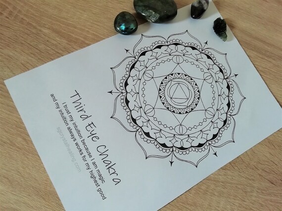 Third Eye Chakra Mandala Artwork Coloring Art Chakra Instant Etsy