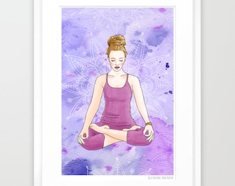 Poster | Kunstdruck YOGA und Meditation, Achtsamkeit, Mindfulness, Dankbarkeit, Aquarell, Watercolor, Selbstliebe