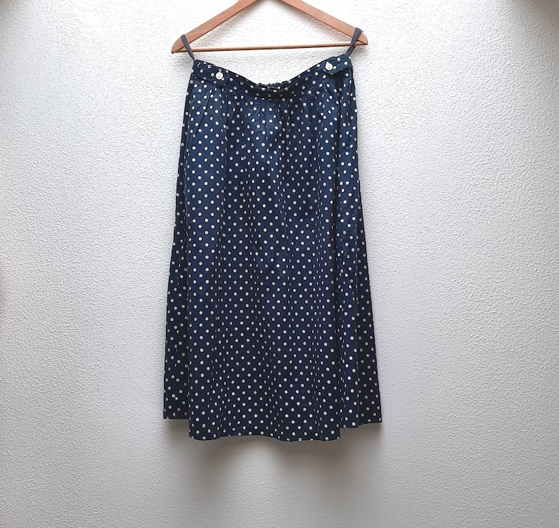Swinging Skirt Used Rockabilly Vintage Skirt Polka Dots Polka Dot Navy and White Dots