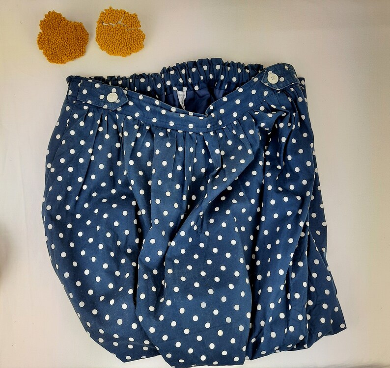 Swinging Skirt Used Rockabilly Vintage Skirt Polka Dots Polka Dot Navy and White Dots