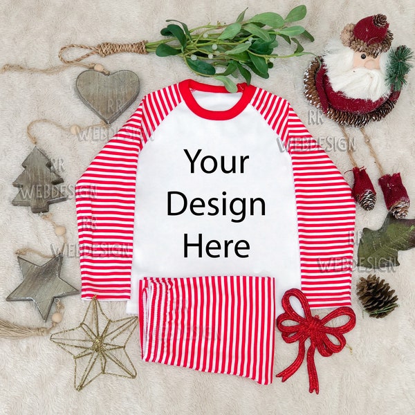 Christmas Blank White Childrens Pyjamas View Apparel Mockup, Fashion Design Styled Stock Photography, Mock Up, Background - JPG Download