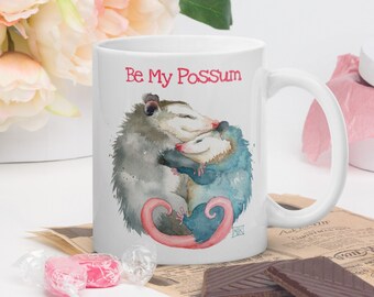 Opossum Sweetheart Mug, Cadeau Possum pour petite amie petit ami, Tasse à café Possum Love