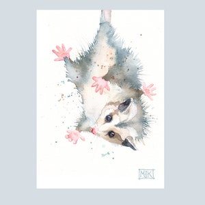 Opossum Art Print, Baby Possum Watercolor Print, Cute Opossum Giclee Print, Gift for Opossum Lover, Baby Animal Nursery Print, Possum Love