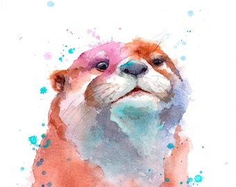 Otter Gift, Otter Print, otter art gift, colorful otter painting, otter with attitude, spirit otter art, otter spirit animal, funny otter