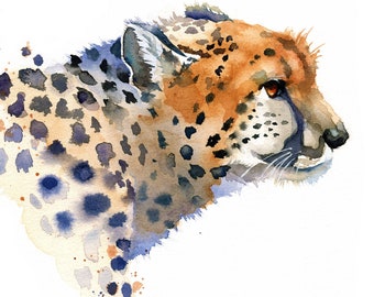 Aquarelle Guépard Print, Animal Lovers Cadeau