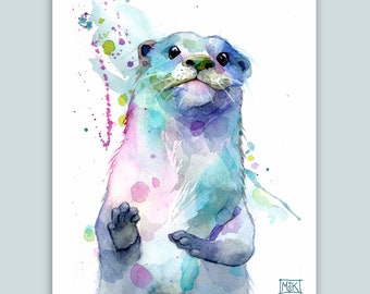 Otter Art, Cute Otter Print, Nursery Decor, Otter Lovers Gift,