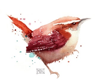 Wren Watercolor Print, Bird Print, Cute Carolina Wren, Bird Lover's Gift, Giclee Bird Art Print, Watercolor Bird, Watercolor Animal