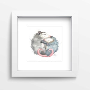 Possum Love Print, Gift for Her, Possums Hugging Print, Gift for Mom, Nursery Gifts, Mom and Baby Print, Possum Mom Opossum Art,
