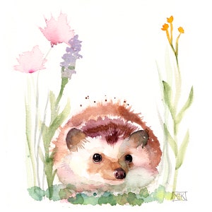 Cute Hedgehog Animal Print, Hedgehog Lover Gift, Watercolor Animal, Nursery Decor, Woodand Animal, hedgehog