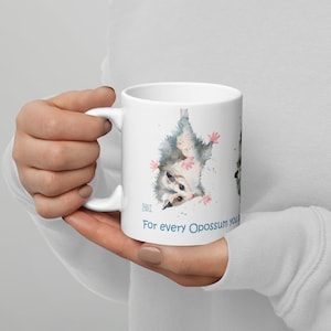 Possum Mug, Cute Opossum Coffee Cup, Possum Lover Gift, White Glossy Mug