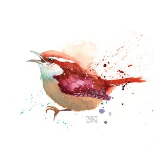 Wren Watercolor Print, Carolina Wren Print, Bird Print, Bird Lover&#39;s Gift, Nursery print, Watercolor Bird, Watercolor Animal, Wildlife Decor