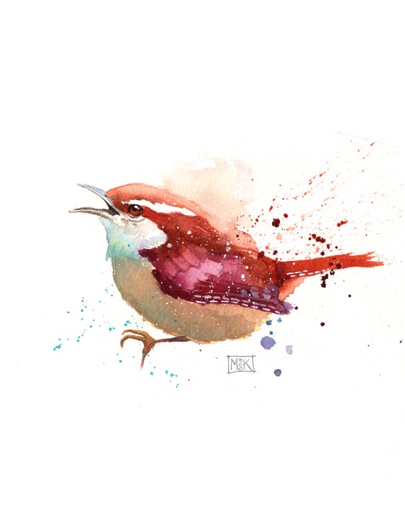 Download Bird Art Original Watercolor Painting 10x8inch Bird Watercolor Animal Art Carolina Wren Bird Painting Art Collectibles Watercolor Kromasol Com