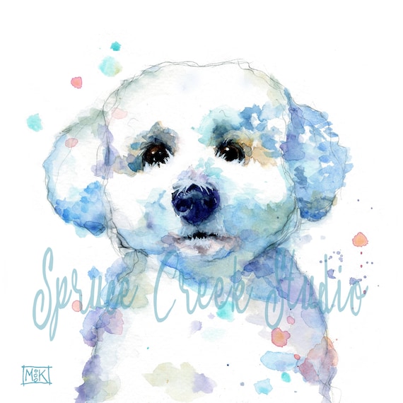 Bichon Puppy Umbrella - Watercolor Bichon Puppy Umbrella - Watercolor