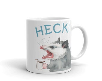 Cute Possum Mug, Opossum Cursing,  Gift for Possum Lover, Angry Possum Coffee Cup, Animal Lover, Adorable Opossum Swearing