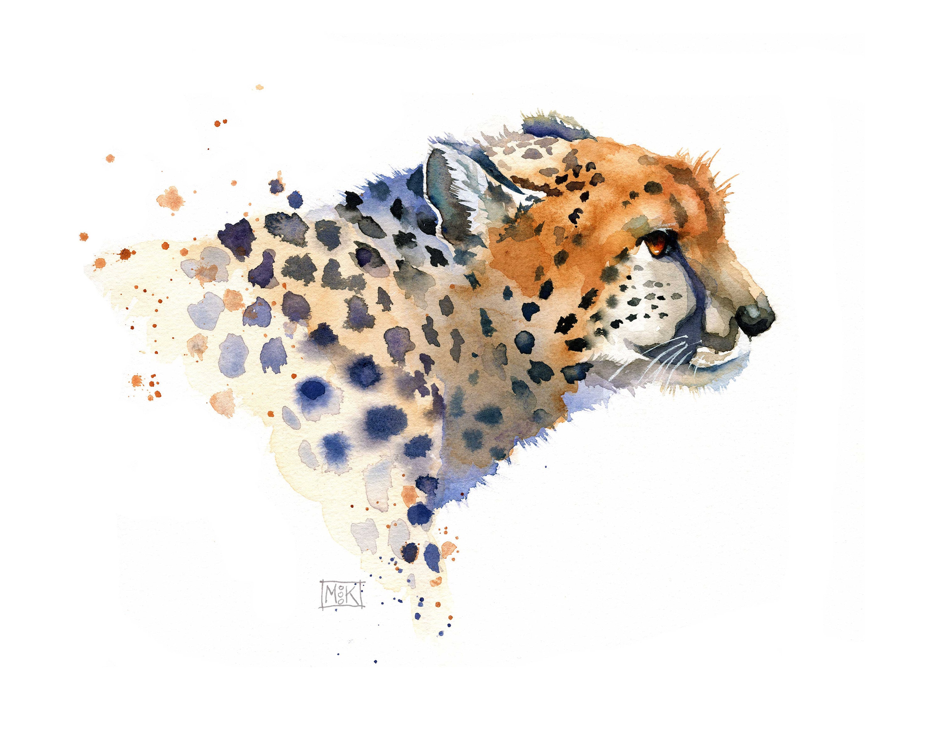 Watercolor Cheetah Print Animal Lovers Gift Etsy