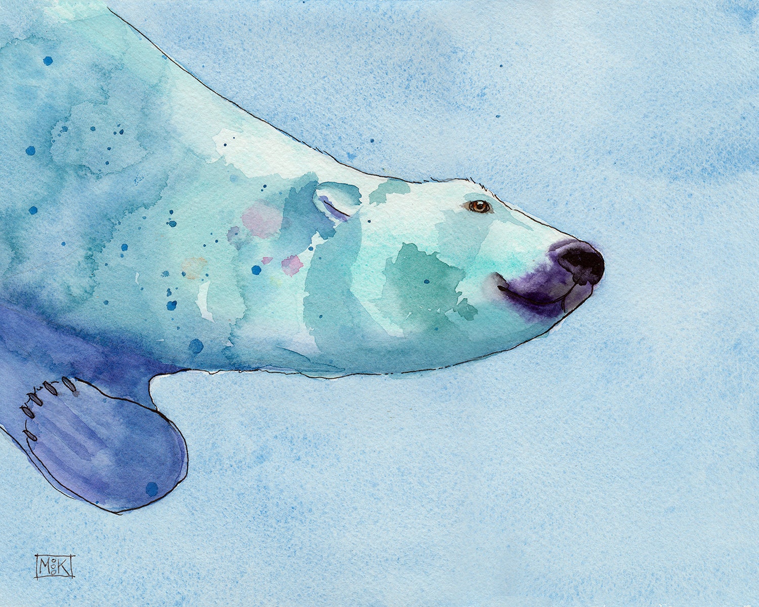 Polar Bear Art Print, Arctic Nursery Illustration, Cute Animal Art ...