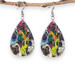 Cute Pug Teardrop Earrings | Pug Dog Earrings | Gift for Pug Owner | Dog Lover Earrings | Gift for Pug Mom | Pug Mom Gift | Gift for Dog Mom