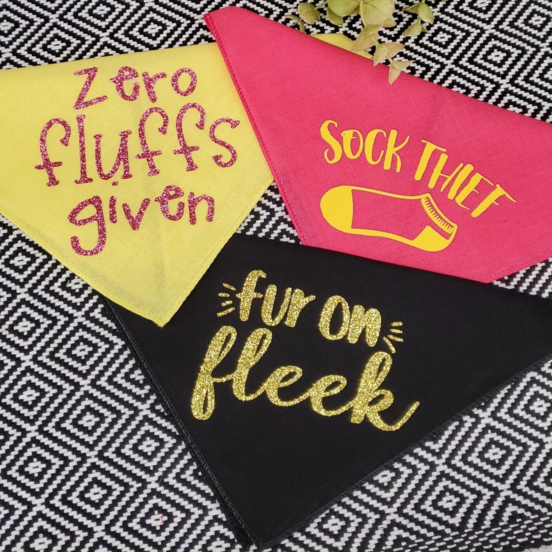 Funny Fur on Fleek Dog Bandana Dog Scarf Cute Dog Bandana