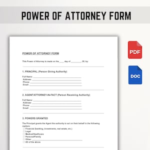Editable Power of Attorney Form: Financial & Legal Matters (PDF, Word, Google Docs)