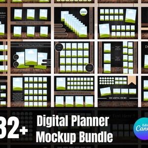 Digital Planner Mockup Templates: 32 Canva Editable Mockups (Digital Download)