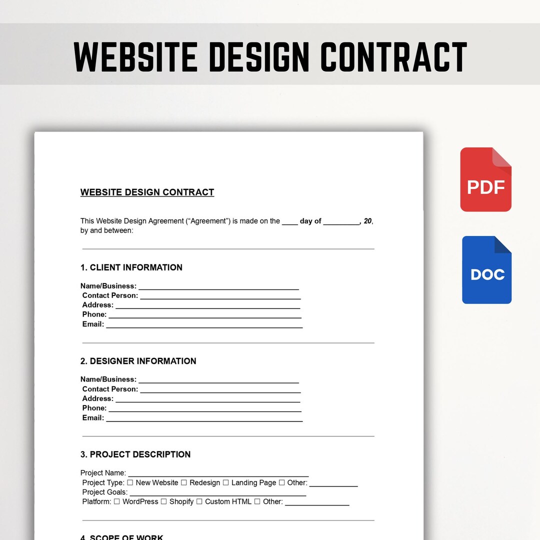 Website Design Contract Template | Editable Web Development Agreement ...