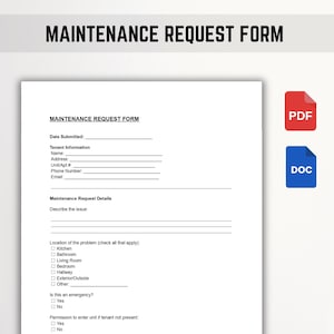Maintenance Request Form Template: Editable PDF, Word, Google Docs