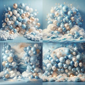 Blue balloon arch digital backdrop smash the cake overlay balloon digital backdrop balloon arch backdrop 12 PNG blue maternity digital