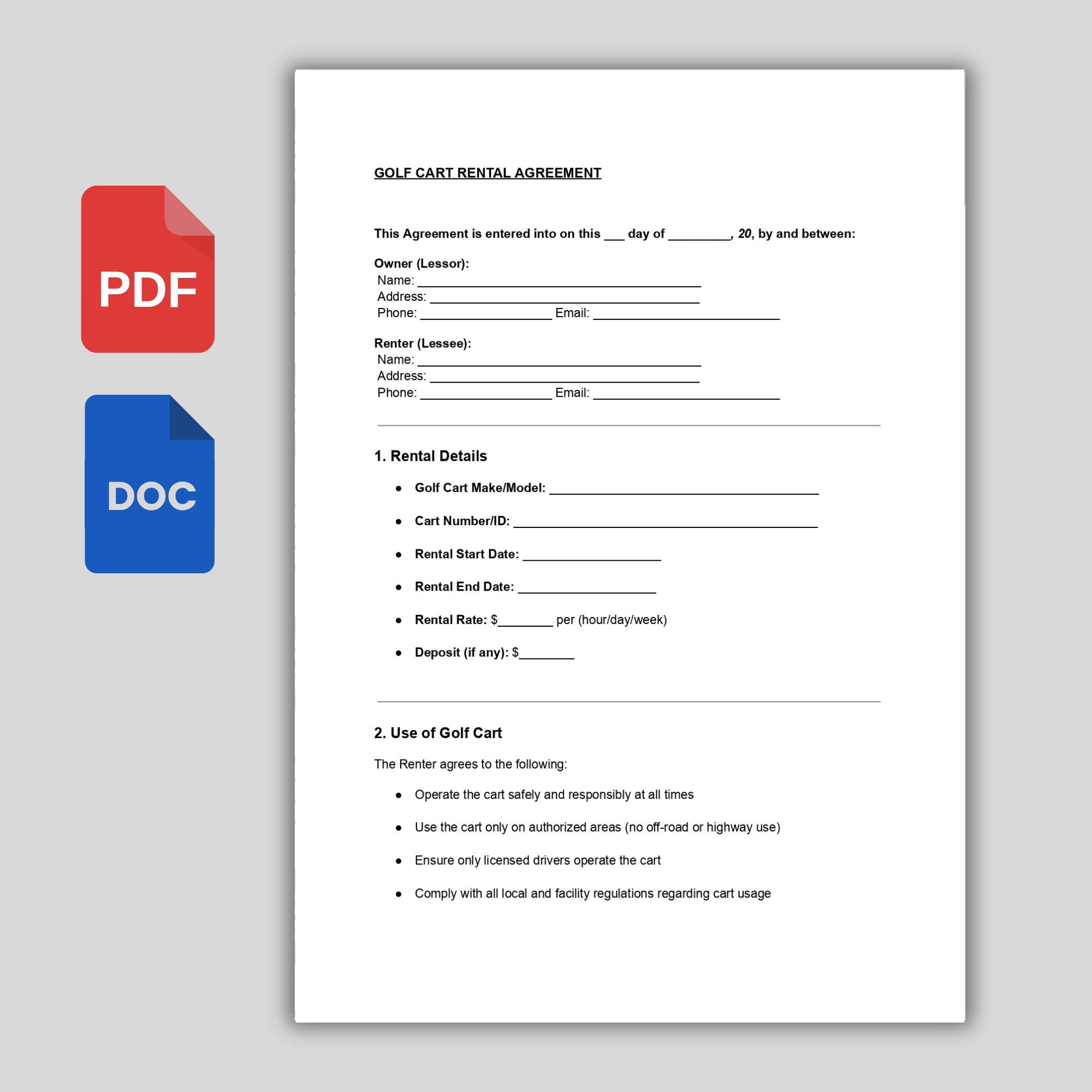 Image 3 for Golf Cart Rental Agreement Template