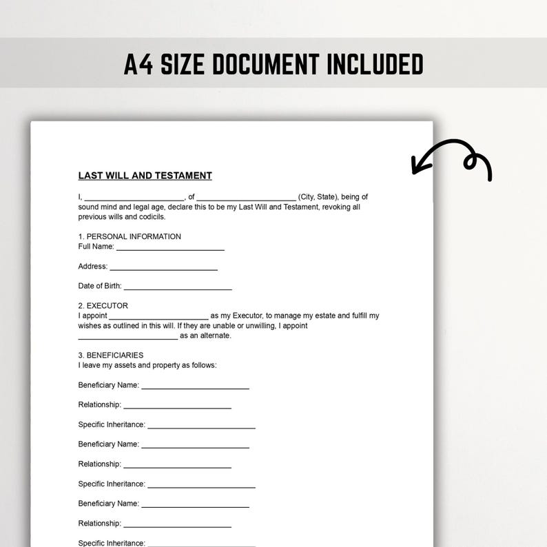 Last Will and Testament Template | Printable & Fillable Legal Will Form ...