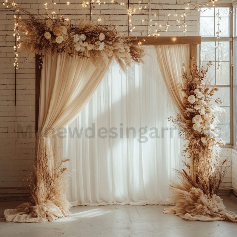 Boho Floral Maternity Digital Backdrop: Beige & Brown (digital Download ...