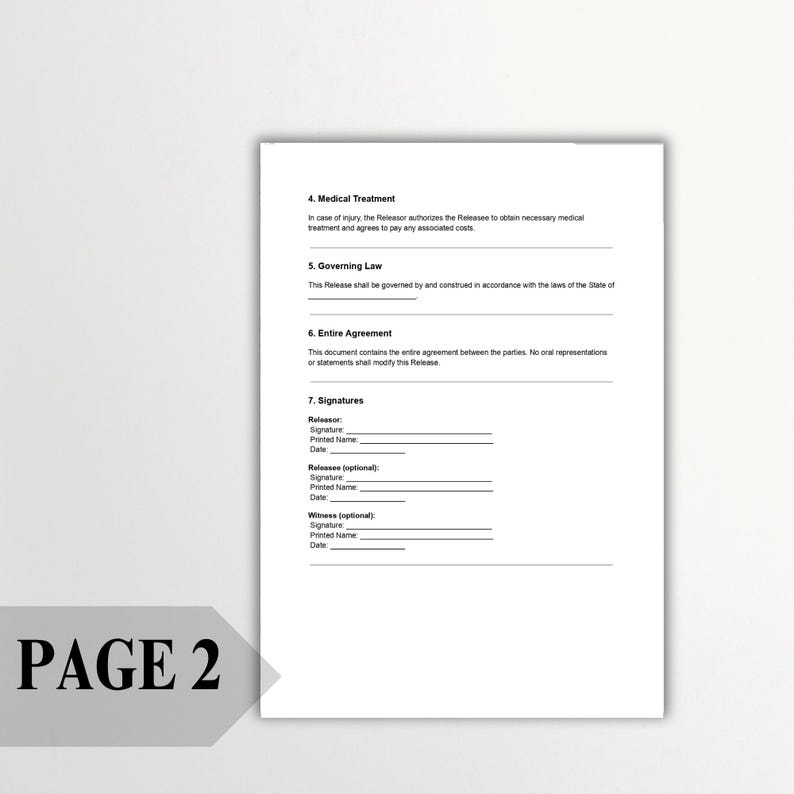 General Release of Liability Form: Editable DOC & PDF Template - Etsy
